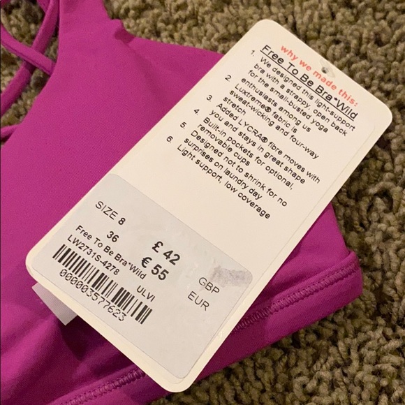 NWT lululemon free to be bra wild size 4 - Picture 2 of 3